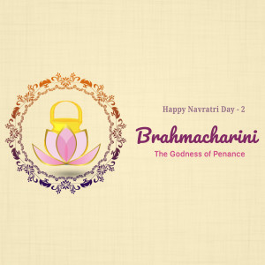 Navratri Day 2 image featuring Goddess Brahmacharini