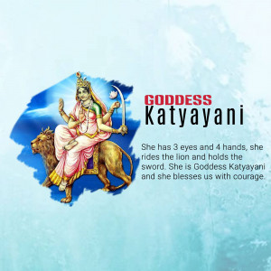 Image of Goddess Katyayani riding a lion