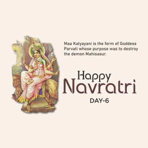 Image depicting Goddess Katyayani with text 'Happy Navratri Day-6'