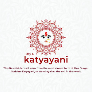 Navratri Day 6 image featuring Goddess Katyayani