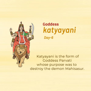 Illustration of Goddess Katyayani riding a lion