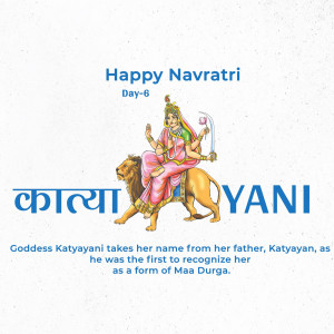 Image depicting Goddess Katyayani riding a lion for Navratri celebration