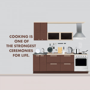 Modern kitchen interior with text overlay