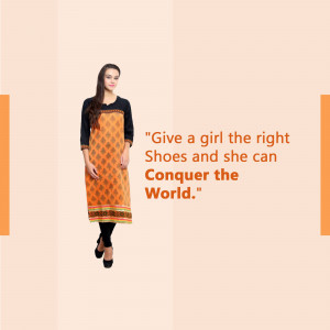 Woman in orange and black kurta with inspirational quote