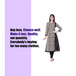 Woman wearing a floral print kurti with black leggings