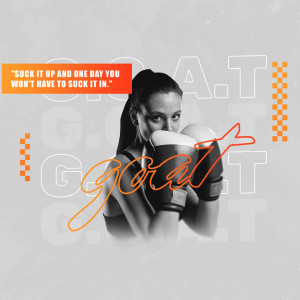 Woman boxing with motivational quote