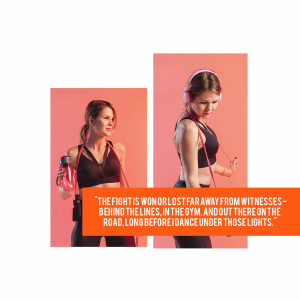 Woman exercising with headphones and water bottle