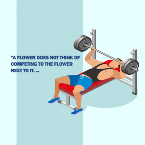 Man lifting weights with motivational quote