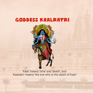 Illustration of Goddess Kaalratri riding a buffalo
