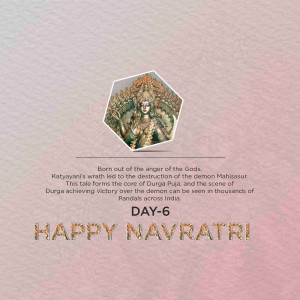 Navratri Day 6 image featuring Goddess Katyayani