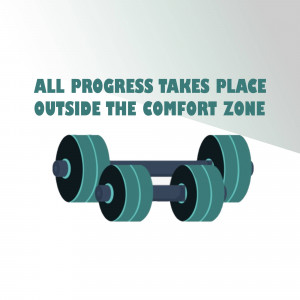 Motivational quote with dumbbell illustration