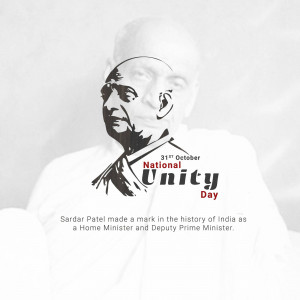 Portrait of Sardar Vallabhbhai Patel with National Unity Day text