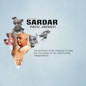 Sardar Vallabhbhai Patel portrait and India map for Sardar Jayanti
