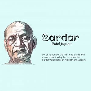 Portrait of Sardar Vallabhbhai Patel with text commemorating his birth anniversary