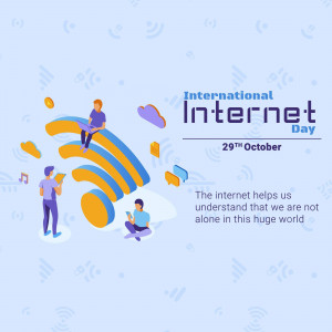 Illustration depicting people using the internet with wifi signals and clouds.