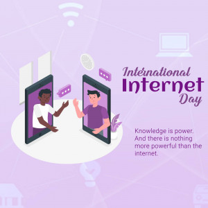 Illustration depicting people connecting through smartphones and technology for International Internet Day.