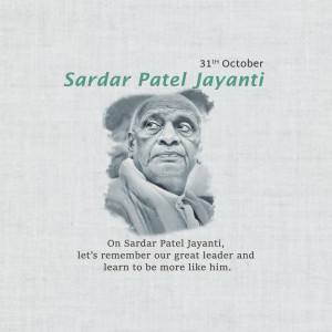 Portrait of Sardar Vallabhbhai Patel with text commemorating his birth anniversary