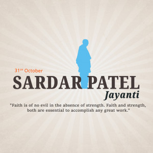 Sardar Patel Jayanti celebration poster with silhouette and quote