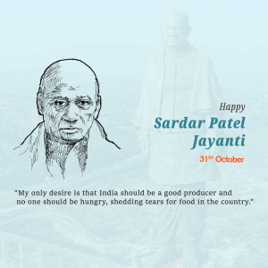 Sketch of Sardar Vallabhbhai Patel with text 'Happy Sardar Patel Jayanti'