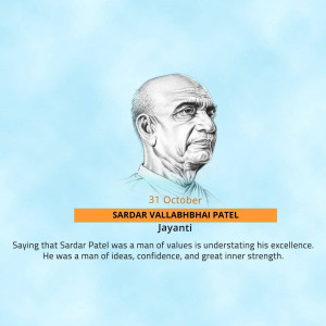 Portrait of Sardar Vallabhbhai Patel with text commemorating his birth anniversary