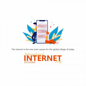 Illustration depicting people interacting with the internet on their phones, celebrating International Internet Day.