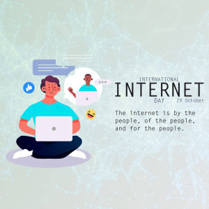Illustration depicting people connecting online for International Internet Day