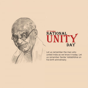 Sketch of Sardar Vallabhbhai Patel with National Unity Day text