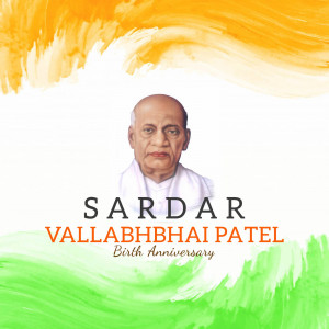 Image of Sardar Vallabhbhai Patel with Indian flag colors