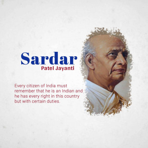 Portrait of Sardar Vallabhbhai Patel with text commemorating his birth anniversary.
