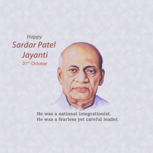 Portrait of Sardar Vallabhbhai Patel with text commemorating his birth anniversary
