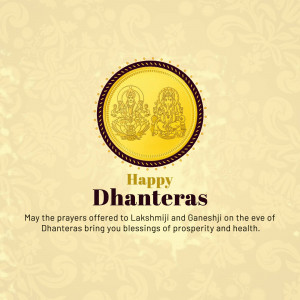 Dhanteras greeting with Lakshmi and Ganesh deities