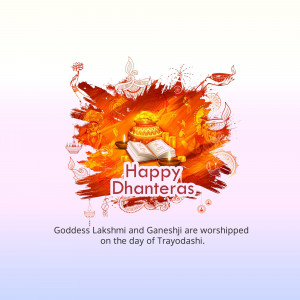 Dhanteras festival greeting with Lakshmi and Ganesh