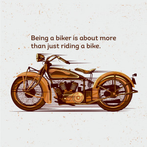 Illustration of a vintage motorcycle with a motivational quote.