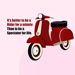 Red scooter with motivational quote