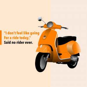 Orange scooter with a humorous quote about riding
