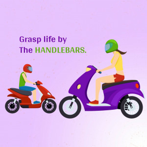 Illustration of a parent and child riding scooters