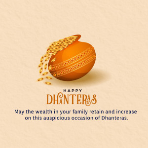 Dhanteras celebration with golden coins and a traditional pot