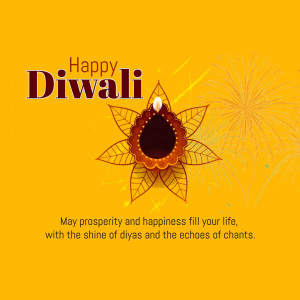 Diwali greeting with a diya and festive decorations