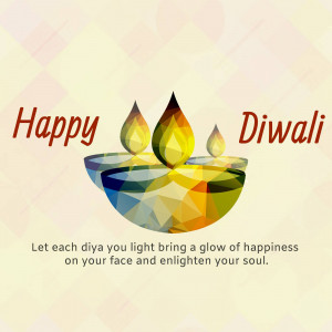 Diwali diya lamp with festive greeting