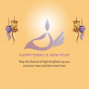 Diwali and New Year greeting with lamps and a diya