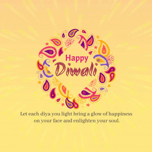 Diwali greeting with floral design and diya