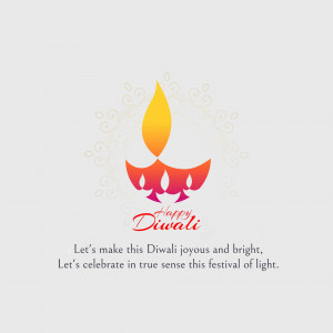 Diwali diya lamp with 'Happy Diwali' text