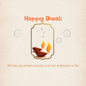 Diwali lamp with decorative elements and text