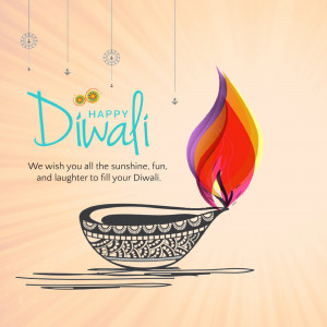Diwali lamp with festive greetings