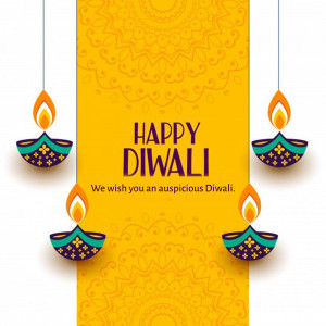 Diwali celebration with traditional oil lamps and decorative background