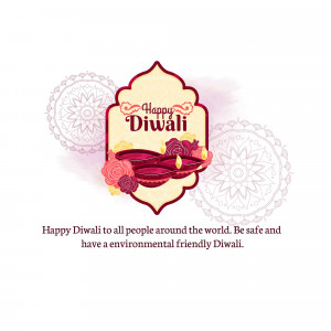 Diwali greeting with a diya and floral decorations