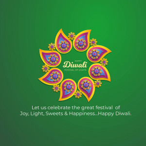 Diwali floral design with text 'Happy Diwali'