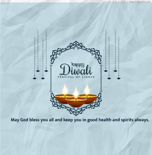Diwali greeting with lit lamps and decorative frame