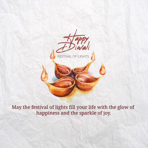 Watercolor illustration of traditional oil lamps (diyas) for Diwali