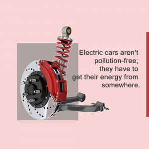 Illustration of a car brake system with text about energy sources for electric vehicles.